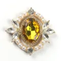 Accessoire décoratif DIY en verre alliage strass perle avec base dorée pour vêtements. - Jaune d'Or