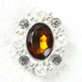 Alloy oval rhinestone gem button decorative accessory for clothing shoes bags sparkling crystal. - Dark Coffee