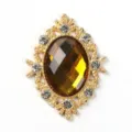 Gold alloy rhinestone button oval crystal gem DIY craft accessory for shoes and bags decoration. - Gold Base - Dark Coffee