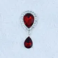 Silver teardrop rhinestone DIY accessory pendant, red crystal drop for clothes, bags, crafts. - Dark Red