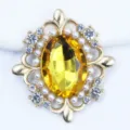 30x33mm Rhinestone Pearl Button Acrylic Alloy Flower Base DIY Hair Clothing Accessories - Golden Yellow