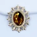 Vintage oval hollow alloy rhinestone DIY accessory, amber center stone craft supply for jewelry. - Dark Coffee