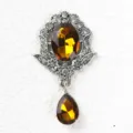 Vintage baroque rhinestone brooch pendant DIY court style dress accessory parts new item. - Dark Coffee