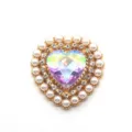 DIY heart rhinestone pearl button alloy shiny crystal accessory for garments bags decor item - AB Color