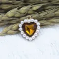 Alloy heart pendant 18mm pearl rhinestone DIY charm jewelry making accessories for keychain bag - Dark Coffee