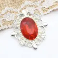 Exquisita broche de aleación con pedrería roja y perlas para accesorios de ropa DIY - Rojo Brillante