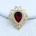 Vintage gold alloy lace teardrop red acrylic gemstone DIY jewelry accessory parts - Dark Red