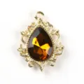 Gold Alloy Teardrop Pendant Hollow Lace Brown Acrylic Stone DIY Jewelry Accessory Charm - Dark Coffee