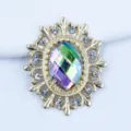 Oval alloy rhinestone DIY jewelry accessory flower tray for necklace hair craft supply 28mm - AB Color