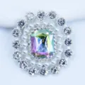 Alloy rhinestone flower button DIY hair accessory decorative pendant 19x23mm crafts - AB Color