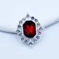 Silver alloy rhinestone decorative buckle DIY clothing shoe accessory crystal diamond button - Dark Red
