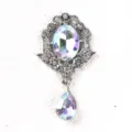 Vintage Baroque Crystal Brooch Pendant DIY Ornate Rhinestone Dress Accessories Jewelry - AB Color