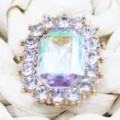 Alloy crystal rhinestone button patch DIY clothing shoe accessories sparkling gemstone craft decoration - AB Color