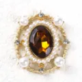 Accessorio per gioielli fai da te in filigrana ovale con perle in stile corte vintage. - Marrone scuro
