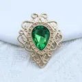 Vintage lace alloy base with green teardrop acrylic gemstone DIY fashion jewelry accessory item. - Dark Green