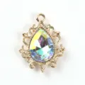 Gold tone alloy hollow teardrop acrylic pendant diy handmade earring hair jewelry accessory - AB Color