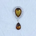 Silver large teardrop rhinestone pendant DIY accessory for shoes garments bags decoration item - Dark Coffee
