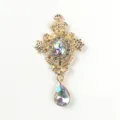 Retro alloy crystal teardrop pendant vintage gold tone DIY clothing accessory variant - AB Color
