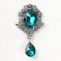 Baroque green rhinestone brooch pendant, vintage royal style clothing accessories - Cyan