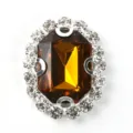 Oval rhinestone crystal button for sewing apparel, hair accessories, shoes, and DIY crafts. - Dark Coffee