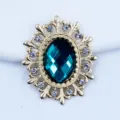 Oval alloy rhinestone flower base DIY jewelry accessory component for handmade hair clips and crafts. - Cyan