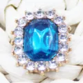 Blue gemstone crystal rhinestone buckle alloy DIY bow decorative shoe accessories charms - Cyan