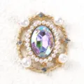 Stile barocco vintage ovale strass perla fiore vassoio fai da te metallo gioielli accessorio base. - Aurora boreale