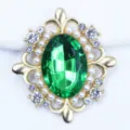 30x33mm rhinestone pearl alloy button DIY hair accessory decorative diamond geometric charm - Dark Green