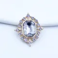 Gold rhombus alloy rhinestone decorative buckle for DIY craft, hair bow, and doll accessories. - White