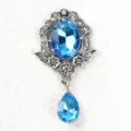 Baroque vintage blue rhinestone brooch pendant DIY court style dress jewelry accessory. - Lake Blue