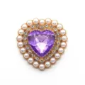 DIY heart rhinestone pearl button alloy purple crystal diamond accessory for clothing bags crafts - Light Purple