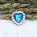 Blue rhinestone heart pearl pendant alloy DIY jewelry charm accessory for necklace bracelet - Lake Blue