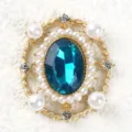 Retro Vintage Ovale Blu Gemma Perla Spilla DIY Gioielli Accessori Materiale Artigianale - blu-verde