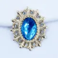 28x24mm Oval Hollow Alloy Rhinestone Flower Base DIY Jewelry Component Variant Blue - Lake Blue