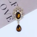 Gold alloy rhinestone acrylic pendant DIY jewelry drop necklace accessories charms finding. - Dark Coffee