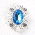 Alloy pearl rhinestone oval gemstone decorative buckle for clothing bags shoes accessories - Lake Blue