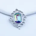 Silver rhombus alloy rhinestone decorative buckle with colorful acrylic stone for DIY crafts. - AB Color