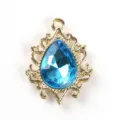 Golden alloy hollow teardrop acrylic pendant DIY jewelry making accessory earrings charm. - Lake Blue