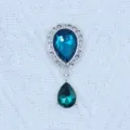Silver teardrop rhinestone pendant DIY craft accessory for shoes, bags and clothing decoration. - Cyan