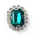 Oval rectangular octagonal rhinestone button claw chain flower base DIY craft sewing accessory. - Cyan