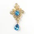 Vintage alloy blue crystal teardrop pendant rhinestone court style DIY jewelry accessory variant - Lake Blue
