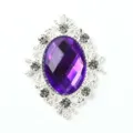 Rhombus alloy lace acrylic rhinestone button DIY accessories for shoes, clothing and hair crafts. - Silver Base - Dark Purple