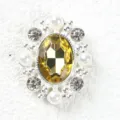 Alloy pearl rhinestone oval yellow gemstone button decorative accessory for apparel shoes - Light Coffee