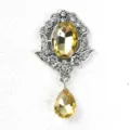Vintage baroque yellow gemstone pendant crystal rhinestone alloy DIY dress collar jewelry accessory - Light Coffee