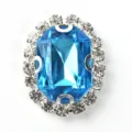Oval blue crystal rhinestone button with clear rhinestones for DIY sewing crafts accessories. - Lake Blue