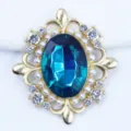DIY rhinestone alloy flower base acrylic blue diamond pearl button for hair crafts 30x - Cyan