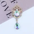 Gold alloy rhinestone acrylic pendant teardrop DIY jewelry accessory variant piece - AB Color