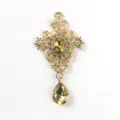 Vintage gold alloy rhinestone drop pendant diy clothing accessory jewelry charm elegant - Light Coffee