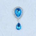 Silver blue teardrop rhinestone pendant accessory for DIY shoes garments bags decoration. - Lake Blue