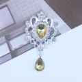 Silver teardrop rhinestone alloy pendant acrylic DIY badge holder decorative jewelry accessory - Light Coffee